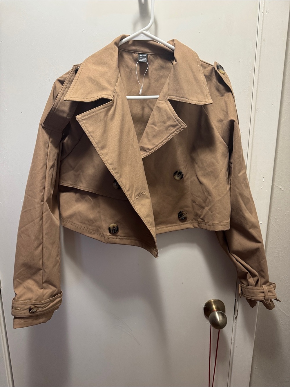 SHEIN Cropped Tan Trench Coat(11)